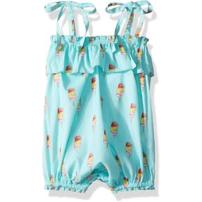 Egg by Susan Lazar Baby Girls' Ella Romper, Aqua, 12M