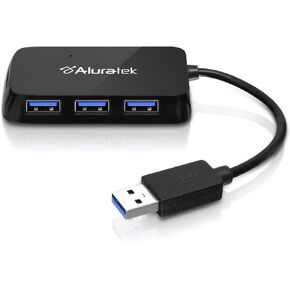 Aluratek 4-Port USB 3.1 SuperSpeed Hub with Attached Cable (AUH2304F)