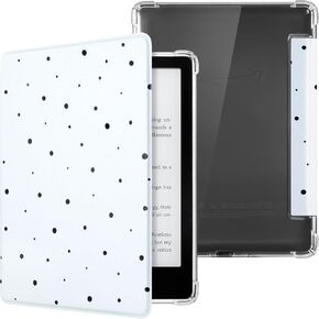 Case for Kindle Paperwhite 11th Generation 6.8" and Signature Edition- New PU Leather Cover and Transparent TPU Back Cover with Auto Wake/Sleep Feature-Star