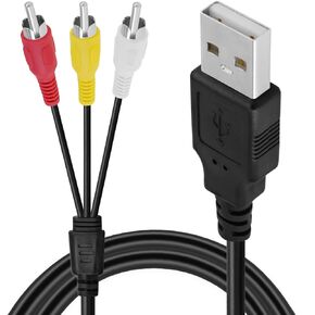 USB to 3RCA Converter, USB A Male to 3RCA Male Audio Video Adapter AV Composite Converter 3RCA Auxiliary Connector 5FT Cable Cord Suitable for TV Sets, Set-Top Boxes, Used for Audio Capture