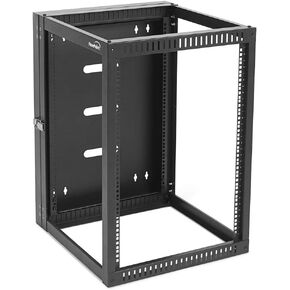 NavePoint 9U Wall Mount Server Rack with Hinged Back, 4-Post 24" Deep, Rear Swing Frame 9U Network Rack Wall Mount for 19 Inch Equipment AV IT Easy Cable Management, Black