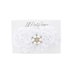 0-12 Months Baby Girls Baptism Headbands Ivory & White Weddings Headbands (0-3 Months, Silver Crystal)