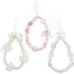 Phone Charms Strap Set Beaded Phone Bracelet Strap Set Cute Aesthetic Phone Lanyard Wrist Jewelry