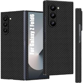 Slim Carbon Fiber Case for Samsung Galaxy Z Fold 6, 1500D Aramid Fiber Thin Z Fold6 Cover, Built with Magnet Compatible with Magsafe for Men and Women, Matte Black