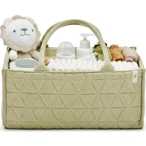Baby Diaper Caddy Organizer Soft Nursery Storage Basket for Changing Station Girl and Boy - Baby Registry Must Haves Newborn Essentials - Gift for Baby Shower Car Caddy Organizer (Cream)