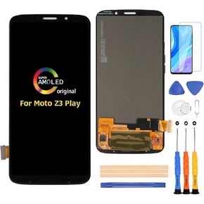 Screen Replacement For Motorola Moto Z3 Play XT1929-1 XT1929-3 XT1929-4/5/6/6M Touch Digitizer LCD Display Assembly Parts, With Screen Protector + Tools(Black)