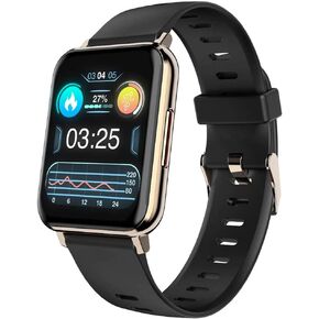 Spade & Co Health Smartwatch 2 - Health Fitness Tracker with Body Temperature, Blood Oxygen, Heart Rate Monitoring, Sleep Tracking, Text Call Alerts - Compatible with iPhone Android (Gold)
