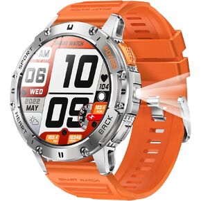 Military Smart Watch for Men (Answer/Make Calls) with LED Flashlight, 1.43" AMOLED HD Tactical Smartwatch, Waterproof Sports Watch Fitness Tracker with Heart Rate Sleep Monitor for iPhone Android