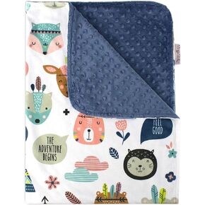 Top Tots Baby Blanket - Spirited Orange Fox with Grey Minky Dot