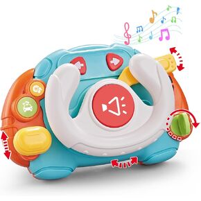 Montessori Early Learning Educational Baby Toys 6-12-18 Months，Steering Wheel Toy with Music and Lights，Fine Motor and Sensory Toys for Toddlers 1-3 Years Old，Birthday Gift for Toddlers 1 2 3
