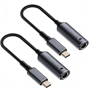 DC 5.5mm x 2.1 mm Input to USB Type C Adapter+DC to USB C Cable, 90 Degree DC Female to USB Type C Male Power Charging Adapter 140W for Laptop, Phone