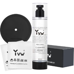 Vinyl Record Cleaner, Vinyl Record Cleaning Kit 4 in 1, Record Cleaner Solution 6.7oz with 2 Microfiber Cloth & Label Protector, 200ml Spray Bottle for LP Album Record Player Clean