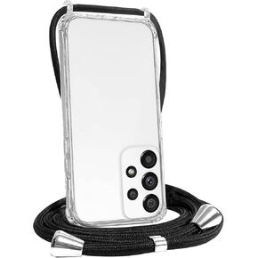Clear Phone Case for Samsung Galaxy A53 5G with Adjustable Lanyard Neck Strap Transparent Hard PC Back Crossbody Case for Women Anti-Yellowing Shockproof Bumper Protective Phone Case