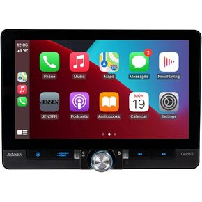 Jensen CAR813 8-inch Certified Apple CarPlay Android Auto Wired or Wireless | Single DIN & Double DIN Touchscreen Car Stereo Radio | Bluetooth | Front & Rear Camera Inputs | USB Playback & Charge