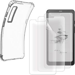eBook-Reader Screen Protector (3+1Pack) Compatible for Onyx Boox Palma 6.13 Inch/Boox Kant/Boox Kant 2,PET Screen Protective Film Anti-Scratch High Definition and Soft Clear TPU Protective Case