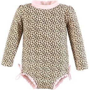 Hudson Baby Baby Girl's Rashguard Toddler Swimsuit, Leopard, 8 Years