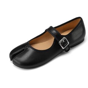 Women Fashion Buckle Strap Casual Flats Ballerina Ninja Cozy Dress Shoes Mary Jane Moccasins Ballet Faux Leather Split Toe Shoes