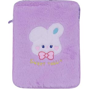 9-11 Inch Cute Plush Rabbit Laptop Sleeve Bag iPad Protective Case Tablet Cover Zipper Carrying Storage Bag for Women Girls Computer Accessories