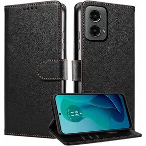 محفظة JanCalm for Moto G 5G 2024، لحافظة هاتف Moto G Play 5G 2024، [حجب RFID] [حامل البطاقة/فتحات النقدية] [مسند] [مشبك مغناطيسي] حافظات جلدية واقية قابلة للطي (أسود)