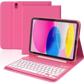 iPad 10th Generation Case with Keyboard (10.9", 2022), 10th Gen Case for iPad with BT Wireless Detachable Keyboard, Multi-Viewing Angles, Smooth Colorful Keys, Pencil Holder - Watermelon Red in Saudi Arabia