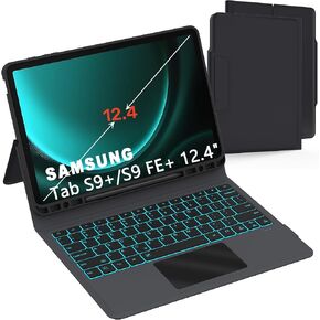 for Samsung Galaxy Tab S9+ Plus/S9 FE+ Plus 12.4" Keyboard Case: 7 Colors Backlit Trackpad Keyboard for 12.4 inch Galaxy Tab S9 FE+ S9 Plus | Wireless Touchpad Keyboard Folio Tablet Cover Tab S9+ 2023