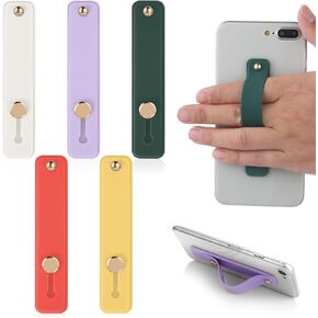 5PCS Telescopic Phone Grip Holder, Multicolor Silicone Cell Phone Finger Strap Portable Phone Loop Kickstand Stand for Most Smartphones and Tablets()