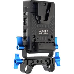Foto4easy V-Lock Mount Plate Adapter for Sony V-Mount Battery to DSLR Camera,BMPCC 4K 6K,Camcorder,Camera Monitor,LED Light,Microphone - Multi Output