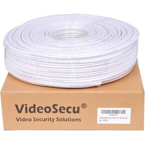 VideoSecu RG59 /U Siamese CCTV Combo Coaxial Cable 300ft,20AWG 18/2 18AWG Video Power Security Camera Cable Home Surveillance DVR System Extension Wire Cord AA1