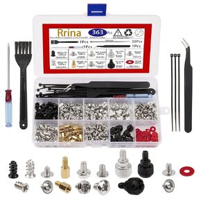 363Pcs Computer Screw Standoffs Assortment Kit for 2.5in SSD Hard Drive Computer Case Motherboard Fan Power Graphics