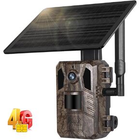 4G LTE Cellular Trail Cameras, 2K HD Live Streaming, Solar Powered Wildlife Game Camera Built-in SIM Card, Motion Activated 0.2s Trigger Time, Night Vision, IP66 Waterproof for Hunting