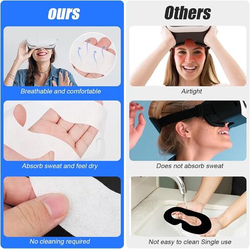 100pcs Disposable Sweat Guard VR Sweat Mask, Sweat Band Breathable VR Eye Mask Cover Compatible with Oculus Meta Quest 3 VR Face Eyes Mask for Quest 2 Apple Vision Workouts in Saudi Arabia