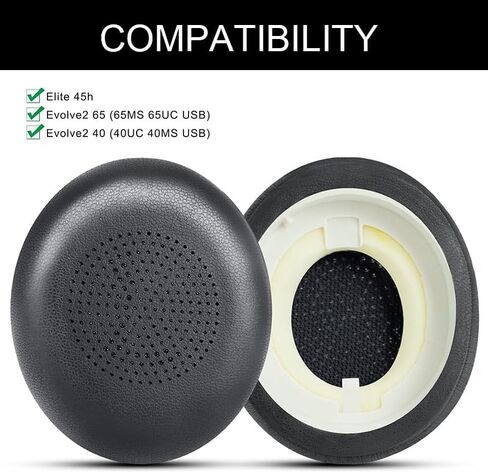 استبدال وسائد الأذن Jabra Evolve2 65 لـ Jabra Evolve2 65 (65MS 65UC USB)/Evolve2 40 (40UC 40MS USB)/Elite 45h سماعة رأس لاسلكية على الأذن، وسائد أذن لسماعات الرأس مع جلد بروتين أكثر نعومة in Kuwait