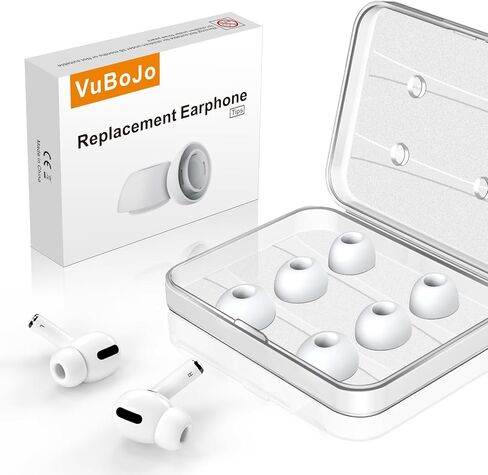 متوافقة مع سماعات أذن بديلة من الجيل الثاني/الأول من AirPods Pro، مع فتحة لتقليل الضوضاء وشاشة مدمجة للحماية من الغبار، وأطراف أذن من السيليكون مع صندوق تخزين محمول، 3 مقاسات (صغير/متوسط/كبير) - أبيض in Kuwait