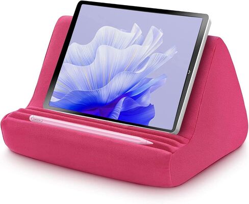 Tablet Pillow Stand, Soft Tablet Stand Pillow with Pocket, Adjustable 3 Viewing Angle, Lightweight Holder Stand, Hand-Free for Cell Phone, iPad, Magazine, Book (Pink) in Saudi Arabia