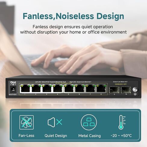 DBIT 6-Port Ethernet PoE Switch with 4 Ports PoE+, 2 Fast Ethernet Uplink, 10/100Mbps, 63W High Power, Support IEEE802.3af/at, Fanless Metal Plug & Play PoE+ Network Switch (WS1042A) in Saudi Arabia