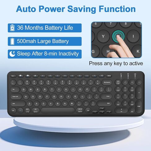 cimetech Bluetooth Keyboard, Rechargeable Dual-Mode (Bluetooth 5.1 + USB) Ergonomic Computer Keyboard, Ultra-Slim Multi-Device Keyboard for Mac, iPad, Computer, PC, Apple, Android, Windows - Black in Saudi Arabia