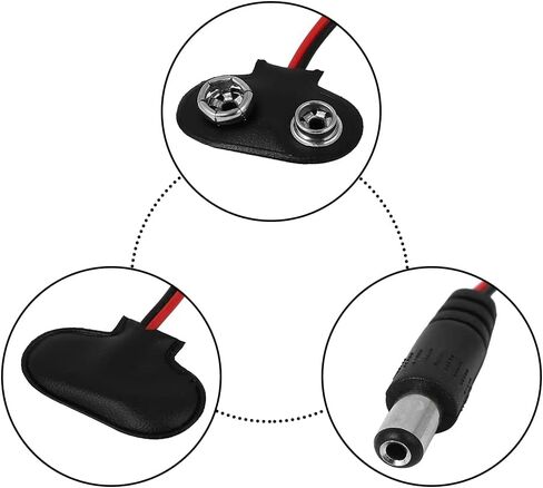 2 Pcs T Type DC Male 9V Battery Clip Connector Battery Snap Connector 9 Volt Battery Clips Connector Buckle for 9V Battery and Holders in Saudi Arabia