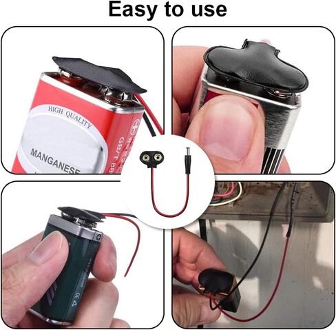 2 Pcs T Type DC Male 9V Battery Clip Connector Battery Snap Connector 9 Volt Battery Clips Connector Buckle for 9V Battery and Holders in Saudi Arabia