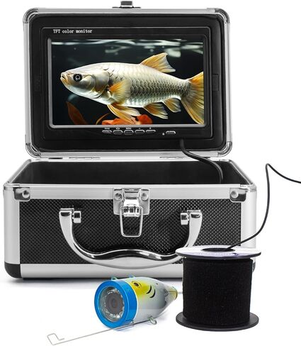 7 Inch Underwater Fishing Camera with LCD Monitor,Wohuole Portable Fish Finder Camera HD 1000 TVL 12pcs White LED Waterproof IP68 Camera 30M Cable for Ice Lake Sea Boat Kayak Fishing (7 INCH) in Kuwait