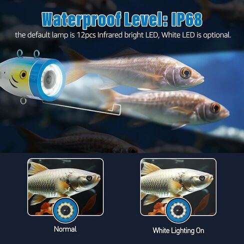 7 Inch Underwater Fishing Camera with LCD Monitor,Wohuole Portable Fish Finder Camera HD 1000 TVL 12pcs White LED Waterproof IP68 Camera 30M Cable for Ice Lake Sea Boat Kayak Fishing (7 INCH) in Kuwait