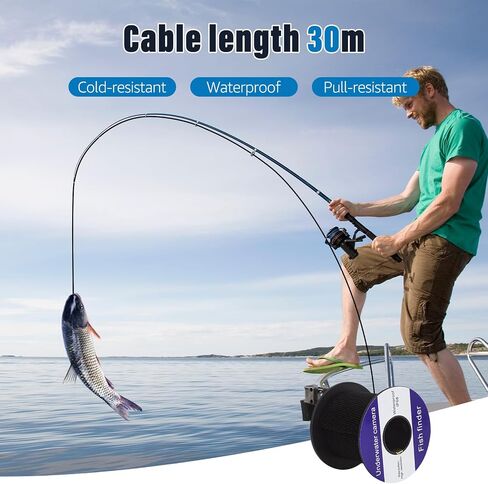 7 Inch Underwater Fishing Camera with LCD Monitor,Wohuole Portable Fish Finder Camera HD 1000 TVL 12pcs White LED Waterproof IP68 Camera 30M Cable for Ice Lake Sea Boat Kayak Fishing (7 INCH) in Kuwait