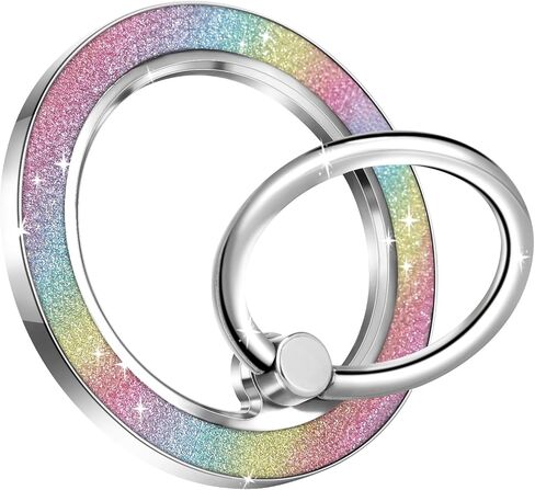 Magnet Phone Grip Ring Holder Glitter,Ring Phone Holder Sparkling Magnetic Phone Finger Ring Grip Pop Kickstand for Smartphones… (Colorful) in Saudi Arabia