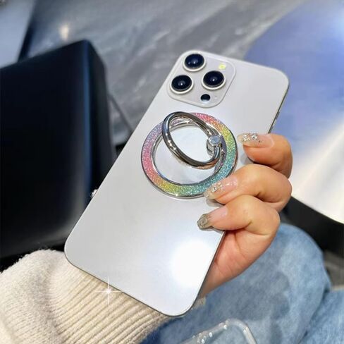 Magnet Phone Grip Ring Holder Glitter,Ring Phone Holder Sparkling Magnetic Phone Finger Ring Grip Pop Kickstand for Smartphones… (Colorful) in Saudi Arabia