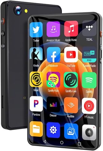 مشغل MP3 MYMAHDI بسعة 144 جيجابايت مقاس 5 بوصات مع بلوتوث وواي فاي، مشغل Spotify MP4 مع كاميرا ومكبر صوت، مشغل MP3 HiFi بشاشة لمس كاملة من YT Music مع YouTube، Pandora، مشغل موسيقى Android، أسود in Kuwait