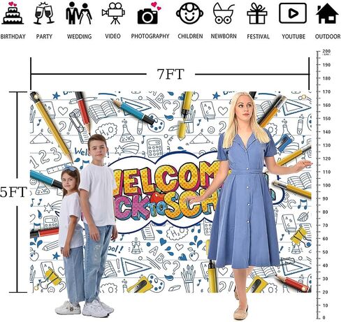 Welcome Back to School Decorations Backdrop for Boy Girl School Opens 7x5Ft First Day of Kindergarten Teacher Students Kids Party Supplies Photo Backgrounds Banner Polyester Fabric in Saudi Arabia