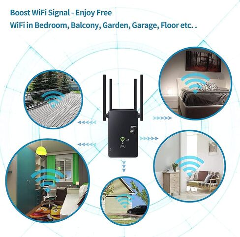 WiFi Extender,WiFi Extender Signal Booster, WiFi Booster 1200Mbps WiFi 2.4&5GHz Dual Band(8500sq.ft) WiFi Signal Strong Penetrability 35 Devices 1-Tap Setup，360° Full Coverage, Supports Ethernet Port in Saudi Arabia