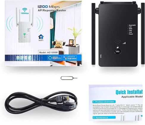 WiFi Extender,WiFi Extender Signal Booster, WiFi Booster 1200Mbps WiFi 2.4&5GHz Dual Band(8500sq.ft) WiFi Signal Strong Penetrability 35 Devices 1-Tap Setup，360° Full Coverage, Supports Ethernet Port in Saudi Arabia
