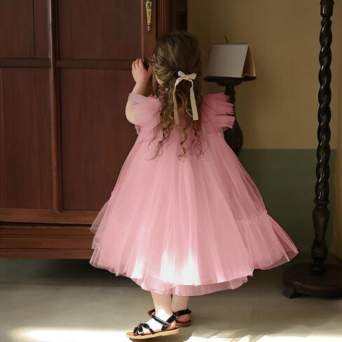 MODNTOGA Tutu Dress for Toddler Girl Ruffle Sleeve Tulle Dress Holiday Party Prom Dress Little Girl Birthday Outfit Dress in Saudi Arabia