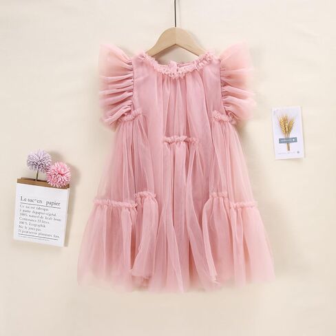 MODNTOGA Tutu Dress for Toddler Girl Ruffle Sleeve Tulle Dress Holiday Party Prom Dress Little Girl Birthday Outfit Dress in Saudi Arabia