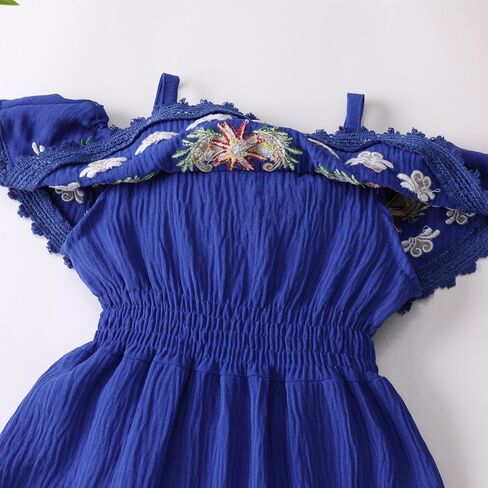 IMEKIS Toddler Girl Mexican Dress Off Shoulder Traditional Floral Embroidery Ethnic Wear Fiesta Dress Birthday Outfit in Saudi Arabia